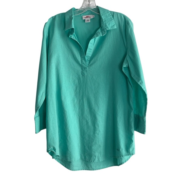 VINEYARD VINES Linen Blend Tunic/Swim Cover-up in Teal Size Med — SUMMER STAPLE! - Picture 2 of 7